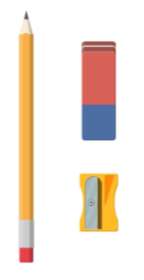 Pencil, Eraser, Sharpener
